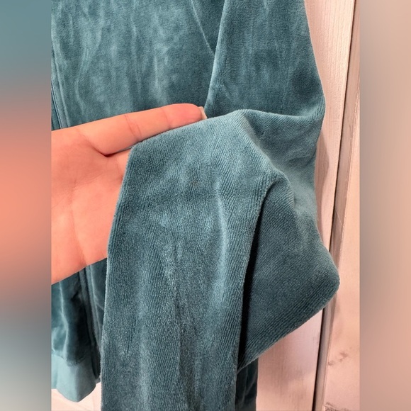 Juicy Couture Teal Velour Full Zip Up Women’s Hooded Jacket y2k - Picture 14 of 15
